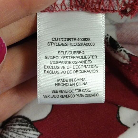 Heart Soul Pink White Floral Ruffled Cold Shoulder Surplice Bodysuit XL - Picture 11 of 14